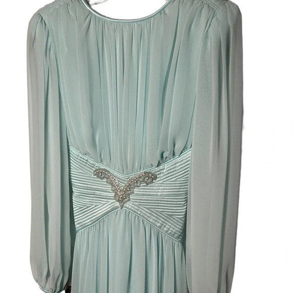 BETTY RUBIN 🇨🇦 sheer maxi dress sateen,pleated,evening,glam,feminine,romantic EC - Picture 5 of 14